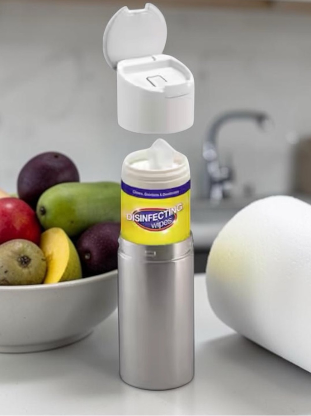 New KOHLER Stainless Steel Disinfecting Wipes Dispenser with White Lid